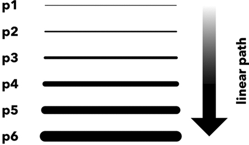 Figure 33. Path type with example widths: linear path that can adopt different widths. Source: graphic by author.