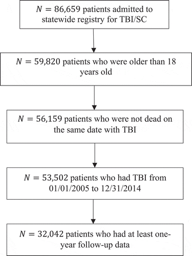 Figure 1. Consort diagram of participants’ selection in the study cohort from the statewide TBI registry