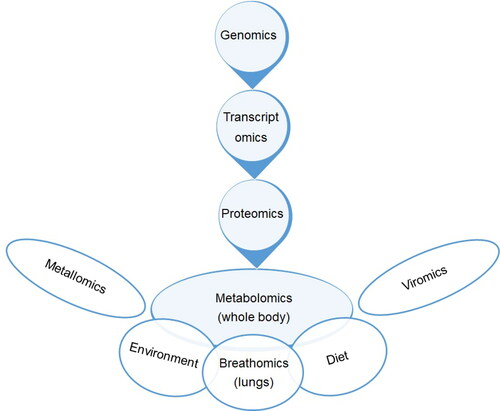 Figure 1. Inter-connection between different “omics” approaches, environment and diet.