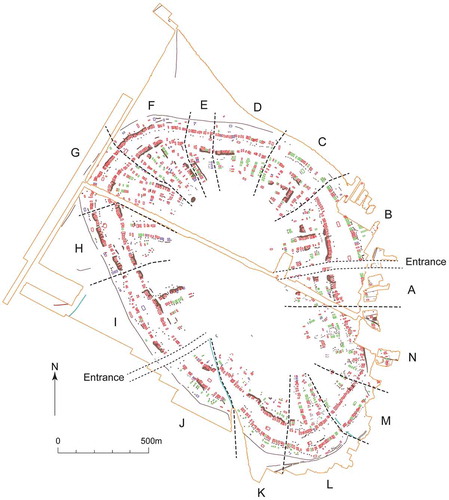 Fig. 3. Plan of Nebelivka mega-site with proposed division into quarters. (Source: Archaeological Services Durham University and Y. Beadnell)