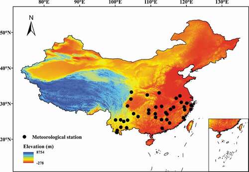 Figure 1. Geographical distribution of the meteorological stations used in this study