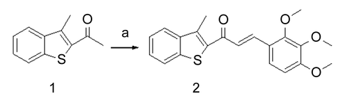 Scheme 1.  Synthesis of compound 2. a: 1 equiv. of 2,3,4-trimethoxyl-benzaldehyde and 1.2 equiv. of NaOH.