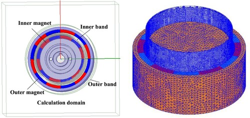 Figure 2. The calculation domain and mesh in Maxwell.