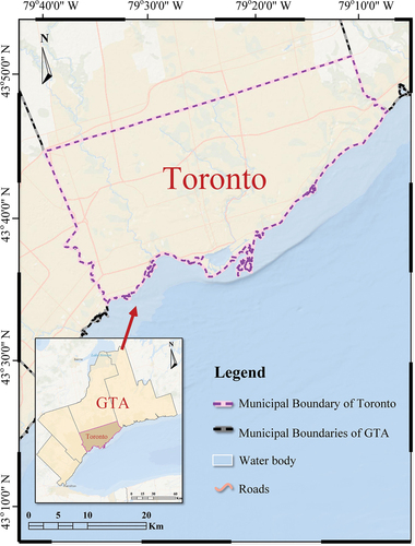 Figure 1. Geographic location of the study area: City of Toronto.