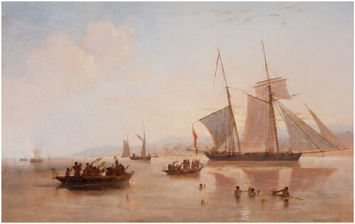 Figure 1. J. W. Carmichael, The Rescue of William D’Oyly, by the Isabella, from Murray Island, Torres Strait, 1836, 1839. Oil on canvas, 44.2 x 70.4 cm. Sydney: Silentworld Foundation. Photo: Silentworld Foundation.