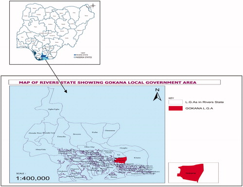 Figure 1. Map of Rivers State showing Gokana LGA.Source. Adapted from https://www.loc.gov/maps.