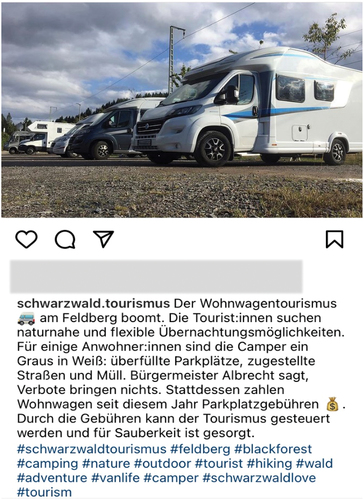 Figure 3. Instagram post to document caravan tourism in Feldberg, Black Forest.Footnote5