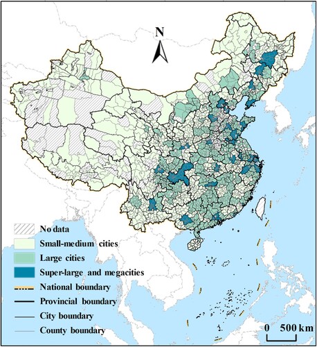 Figure 1. Map of the study areas in mainland China.