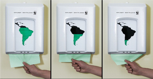 Figure 1. An example of a visual impact metaphor. A WWF campaign by Saatchi & Saatchi Copenhagen designed by Cliff Kagawa Holm and Silas Jansson. Reprinted with permission. All rights reserved.