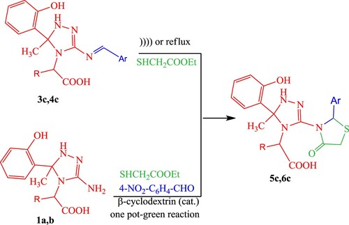 Scheme 2. Synthesis of thiazolidinone derivatives 5c and 6c.