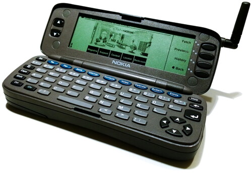 Figure 1. The first Nokia smartphone, Nokia 9000 Communicator. Source: https://commons.wikimedia.org/wiki/File:Nokia_Communicator_9000_Opened_01.jpg. CC-BY