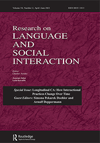 Cover image for Research on Language and Social Interaction, Volume 54, Issue 2, 2021
