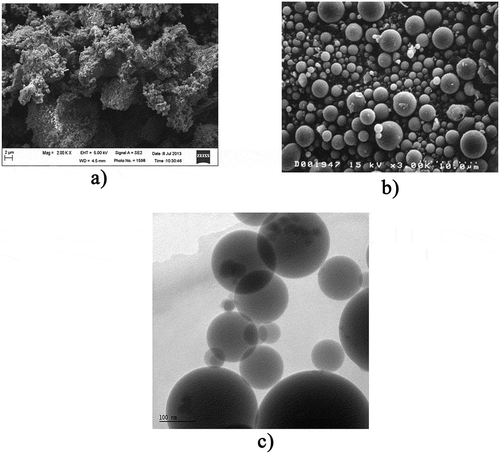 Figure 2. SEM image of (a) anhydrous WTE BA (1,000 X magnification) and other supplementary cementitious materials (b) coal fly ash and (c) silica fume