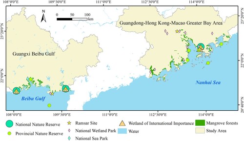 Figure 2. Location of the study area and distribution of mangrove forest reserves.