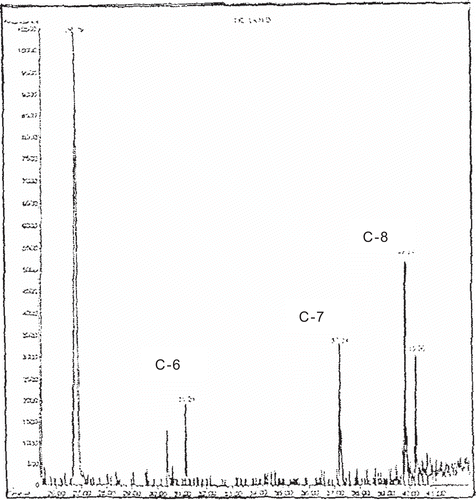 Figure 4.  GC-MS chromatogram of the alkaloid components of fraction AIV.
