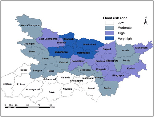 Figure 10. Final risk zonation of districts based on Getis-Ord Gi*analysis.