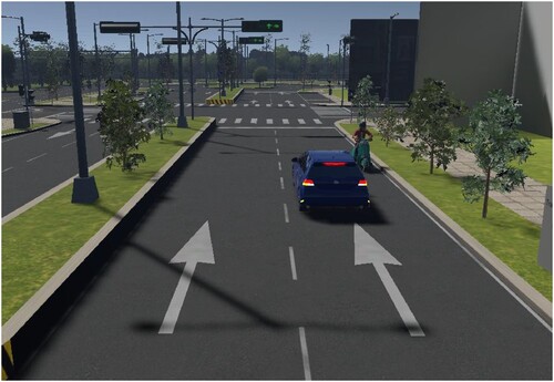 Figure 8. The motorcycle rides in the opposite direction against the autonomous vehicle (blue car).