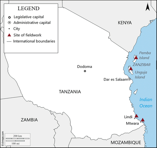 Figure 2. The map of Tanzania with the visited sites.