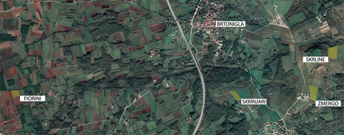 Figure 1. Map of the selected terroirs in the winegrowing area of Brtonigla, Istria, Croatia.