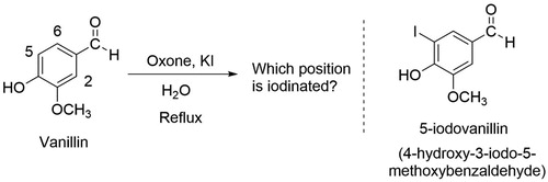 Scheme 2. Iodination of vanillin experiment investigating regioselectivity.