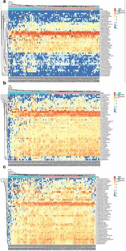 Figure 4. The heatmap between the normal and colon cancer group based on different levels