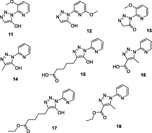 Figure 2. Pyridine-based triazoles tested through docking screening against the BioGPS cavity database.