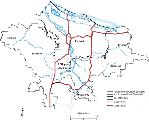 Figure 1. Map of the Portland metropolitan region with major rivers and streams.
