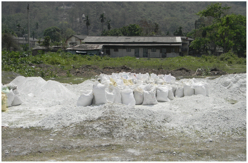 Figure 5. Photograph of lime mud/grit collection in gunny bags.