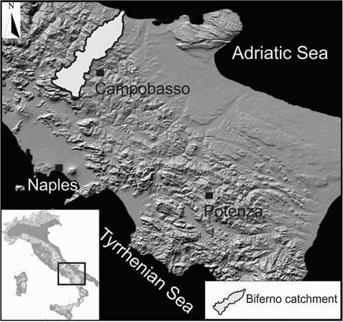 Figure 1. Location of the Biferno River catchment.