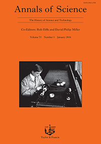 Cover image for Annals of Science, Volume 73, Issue 1, 2016