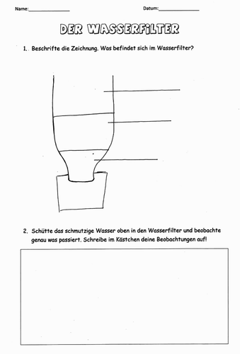 Figure 7. Water filter student worksheet.