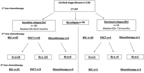 Figure 2. Treatment patterns for patients with limited disease treated with chemo- and radio-therapy (CT + RT).