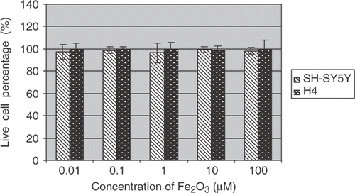 Figure 3. Cytotoxic effects of Fe2O3 nanoparticles on SH-SY5Yand H4 cells.