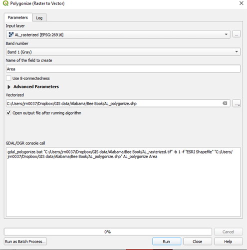 Figure 78. Raster to vector conversion using QGIS.