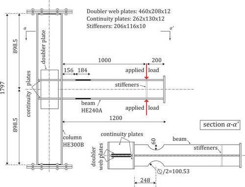 FIGURE 2 Test set-up (all dimensions in mm).