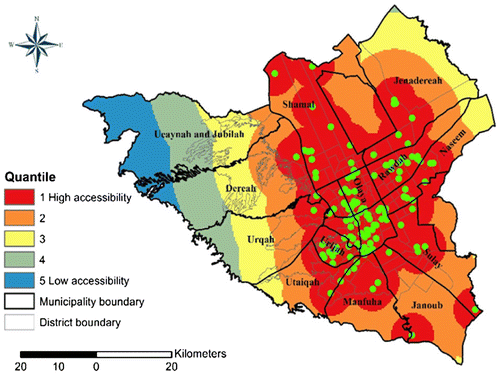 Figure 5. Spatial accessibility to closest public health facility.