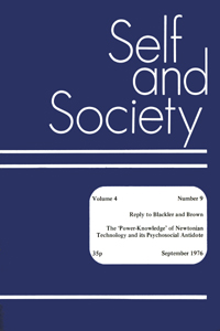Cover image for Self & Society, Volume 4, Issue 9, 1976