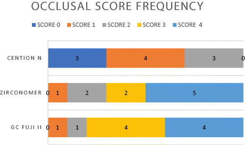 Figure 3. Occlusal score frequency.