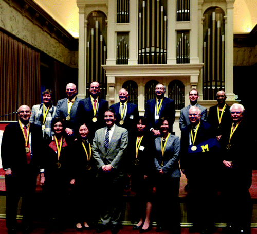 Figure 1. Photo of new members of the Johns Hopkins University Society of Scholars taken on April 7, 2014 at the Induction Ceremony, Peabody Institute of The Johns Hopkins University. Dr El-Deiry is third from the right in second row.