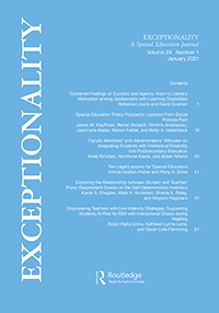 Cover image for Exceptionality, Volume 29, Issue 1, 2021