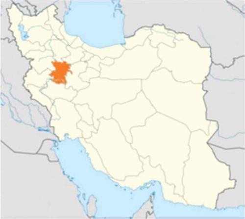 Figure 1. Geographical location of Hamadan province in west of Iran.