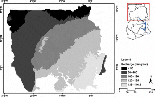 Fig. 3 Annual average recharge map of the study area.