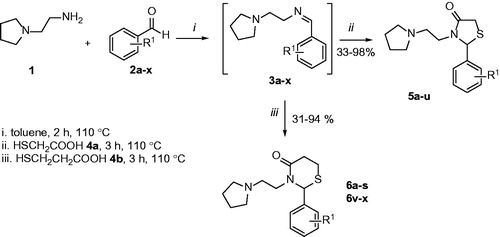 Scheme 1. Synthetic pathway to the obtention of thiazolidinones and thiazinanones.