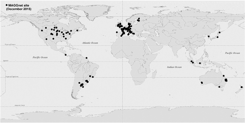 Figure 1. Global distribution of study sites included in Managing Agricultural Greenhouse Gases Network (MAGGnet), December 2015.