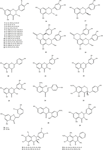 Figure 2 The structures of flavonoids and flavonoid glycosides isolated from SGB.