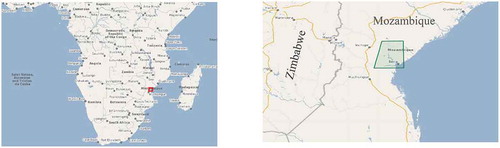 Figure 5. Our target area in Mozambique marked on Google Maps (Google Maps, Citation2019)