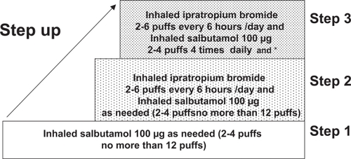 Figure 1 Step-wise approach to treatment for COPD in developing countries.