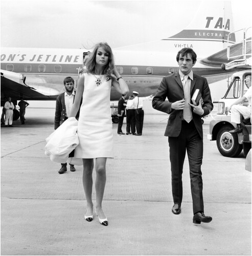 Figure 1. Jean Shrimpton and Terence Stamp arrive at Melbourne’s Essendon Airport. Published in The Age, 31 October 1965. ID. FXT74625. © Fairfax Media. Image reproduced with the permission of Fairfax Media.