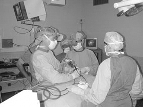 Figure 4. The use of the HMD during endoscopic transnasal pituitary surgery.