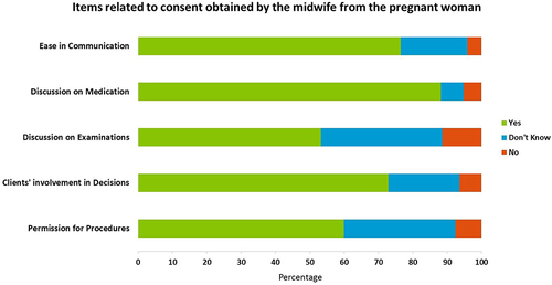 Figure 1 Items related to consent obtained by the midwife from the pregnant woman.